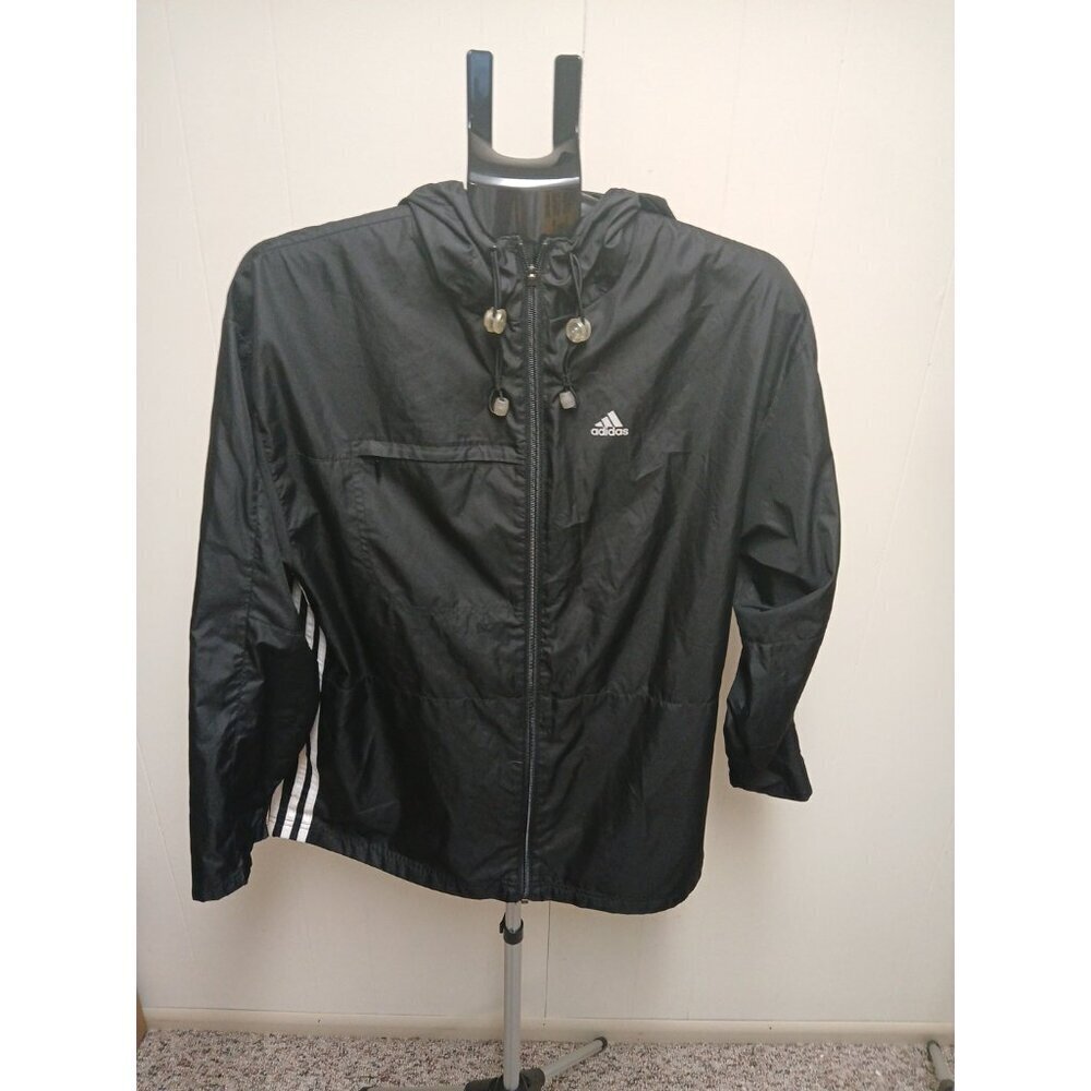VTG‎ 90s Adidas Black Full Zip Nylon Windbreaker Jacket Size Small Vintage